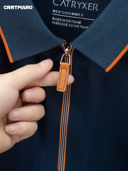 Herren Poloshirt mit Reißverschluss und Kontrastpaspel – Modernes Design für Freizeit und Business