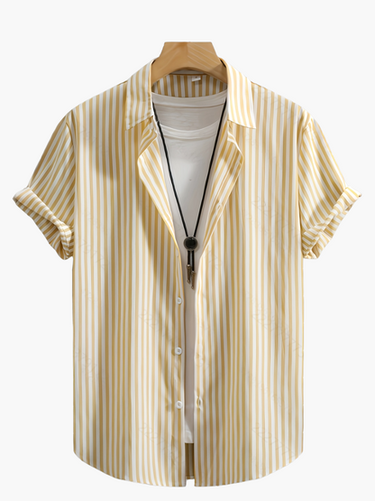 Herren Kurzarm Streifenhemd – Lockeres Sommer Freizeitshirt mit Modernem Look