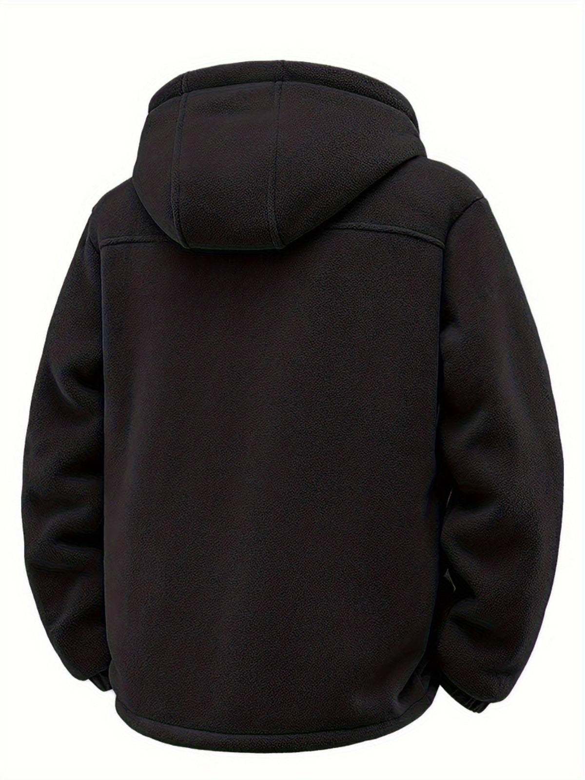 Herren Winterjacke mit Kapuze und Teddyfutter, Reißverschluss, warm