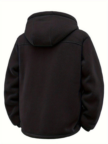 Herren Winterjacke mit Kapuze und Teddyfutter, Reißverschluss, warm