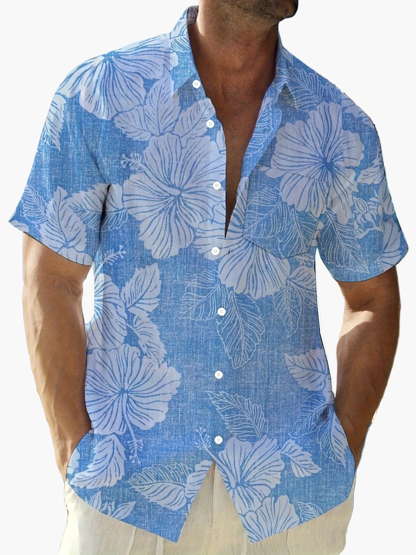 Herren Freizeit-Hemd mit floraler Musterung – Perfekt für Urlaub & Sommer