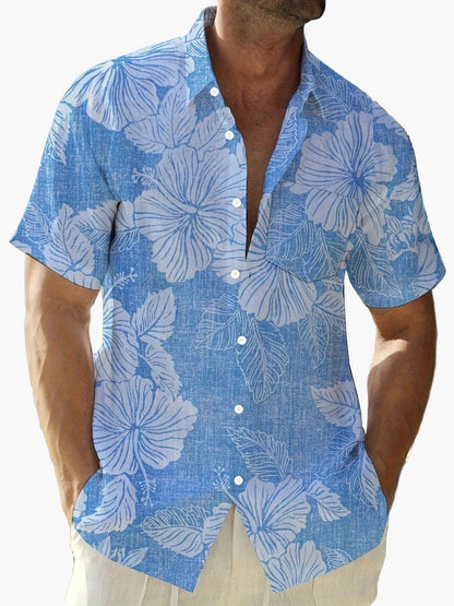 Herren Freizeit-Hemd mit floraler Musterung – Perfekt für Urlaub & Sommer