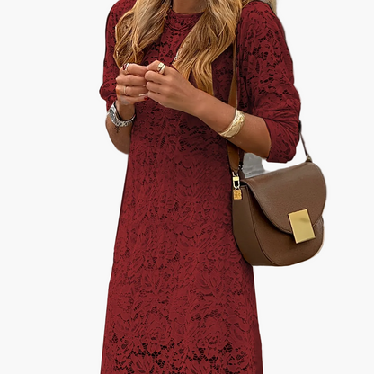 Damen Maxikleid Elegant mit Spitzenmuster – Stilvoll für Alltag und besondere Anlässe