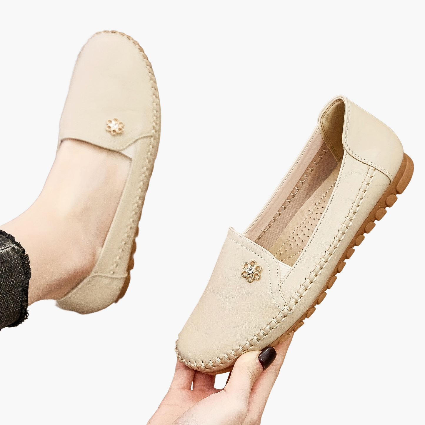 Damen Mokassins Slip-On Loafer Bequeme Alltagsschuhe Freizeit