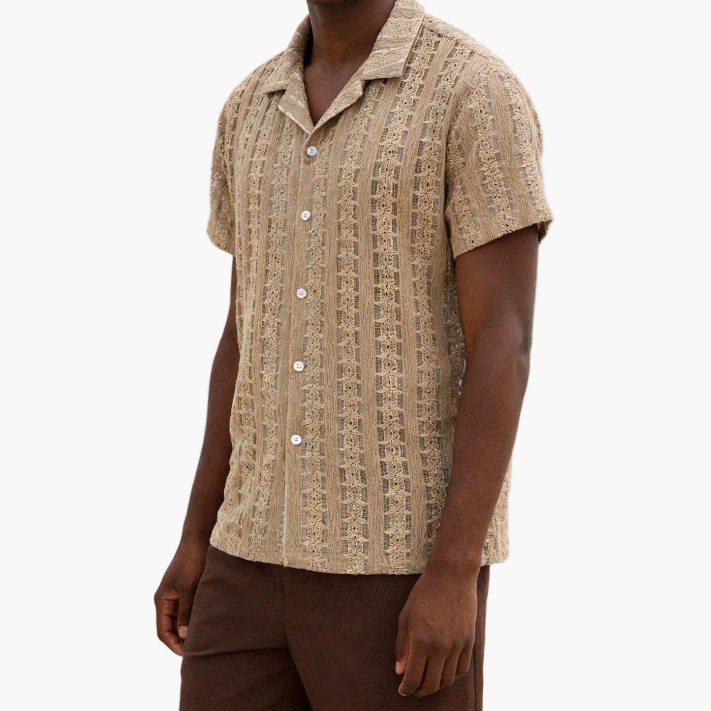 Herren Sommer-Strandhemd im Boho-Stil – Lässiges Jacquard-Design für Urlaub und Freizeit