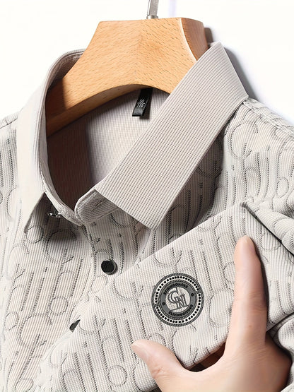 Herren Poloshirt mit modernem Muster und Knopfleiste – Stilvoll für Freizeit & Alltag
