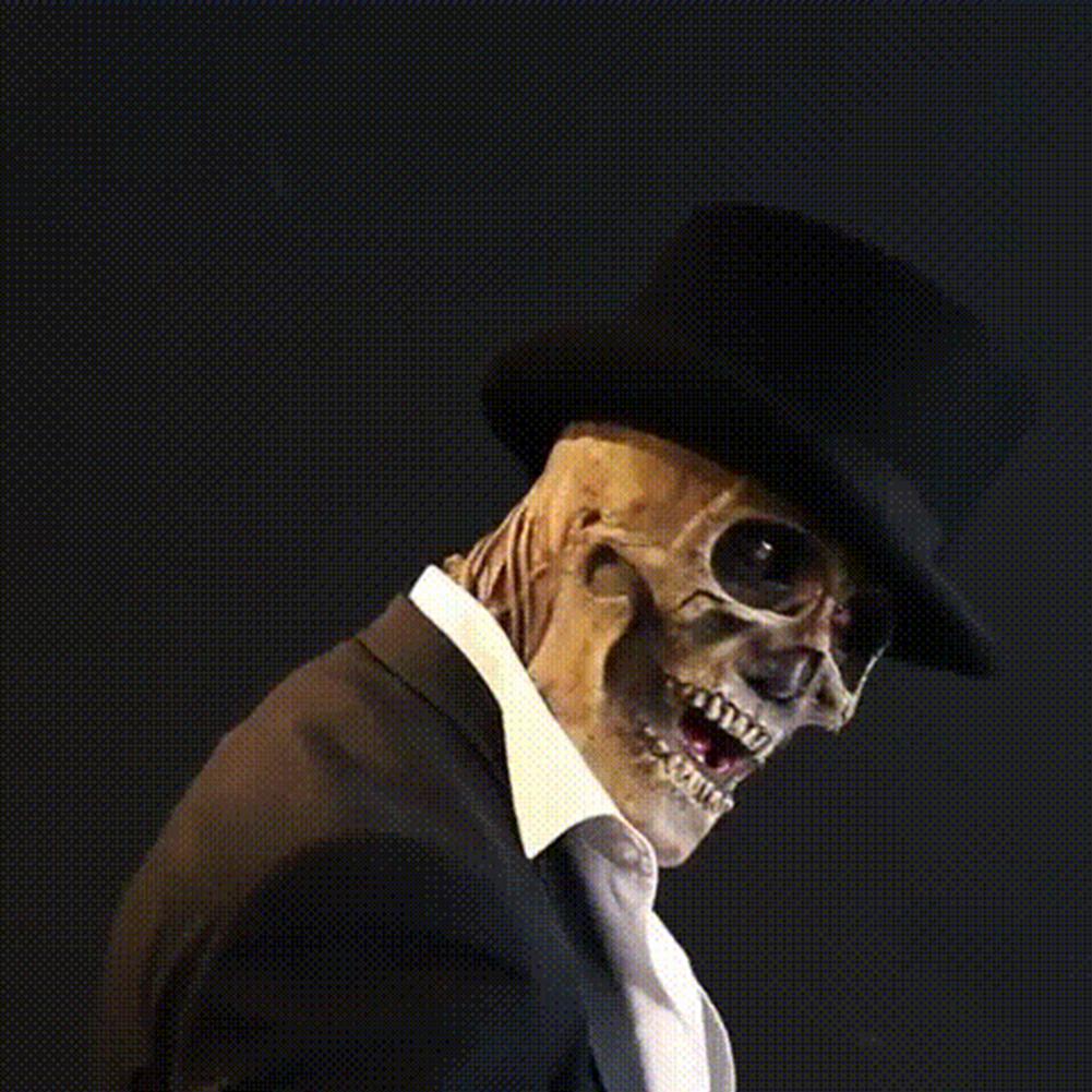 Herren Halloween Maske mit Zylinder – Gruseliger Party- und Kostüm-Style