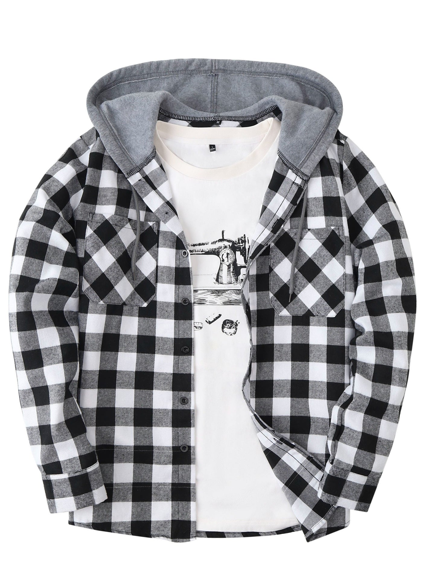 Herren Karo-Hemdjacke mit Kapuze – Lässige Streetwear für Alltag und Freizeit
