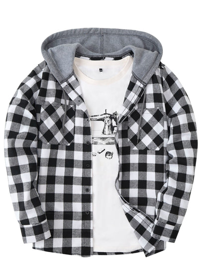Herren Karo-Hemdjacke mit Kapuze – Lässige Streetwear für Alltag und Freizeit