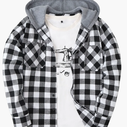 Herren Karo-Hemdjacke mit Kapuze – Lässige Streetwear für Alltag und Freizeit