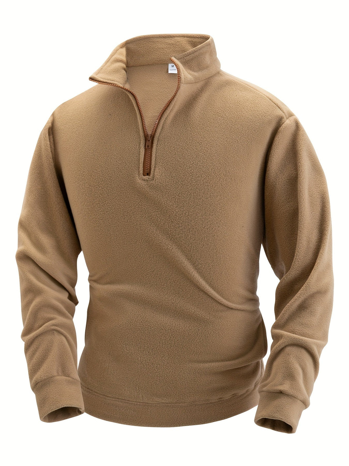 Fleece Pullover Herren mit Reißverschluss Stehkragen, Warm & Bequem