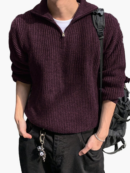 Herren Strickpullover mit Reißverschluss – Lässiger Freizeitstil für Frühling & Herbst