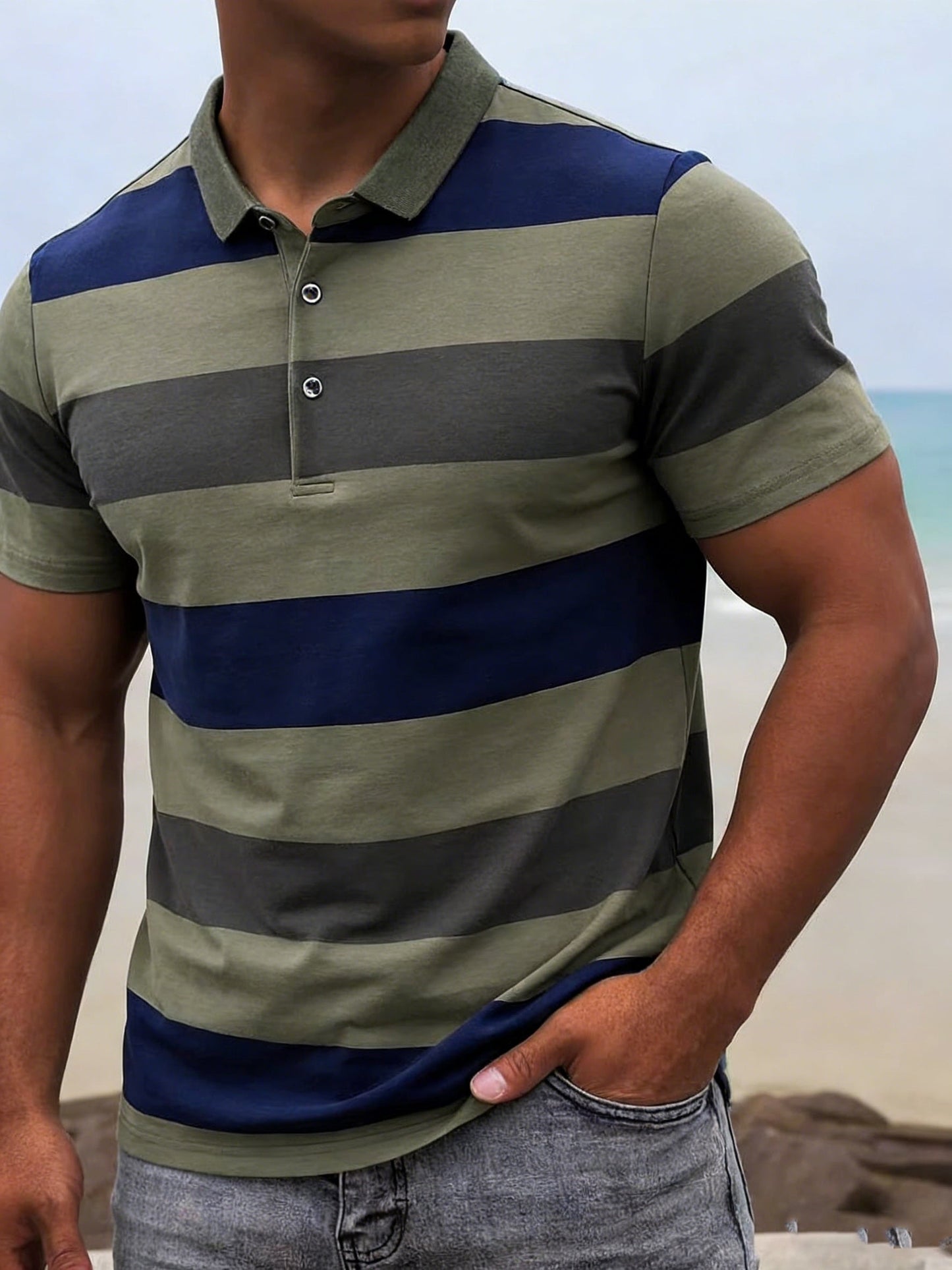Herren Polohemd im modernen Streifen-Design – Stilvoll und Vielseitig für Freizeit und Business