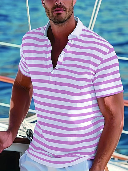 Herren Poloshirt im maritimen Streifen-Look für Freizeit und Segeln – Sommer Casual Polo