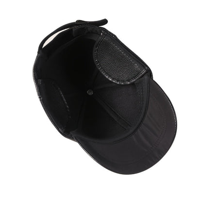 Schwarze Mütze mit Ohrenklappen Baseball-Kappen-Stil Strukturierte Oberfläche