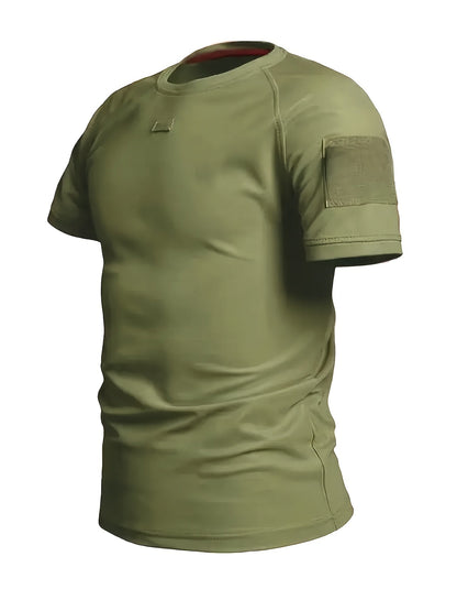 Herren Taktisches Kurzarmshirt mit Schultertaschen und Patchflächen – Funktionales Outdoor- und Einsatzshirt