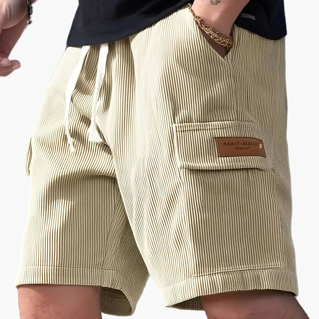 Herren Freizeithose – Modische gestreifte Shorts mit Kordelzug und Seitentasche, ideal für Alltag & Urlaub