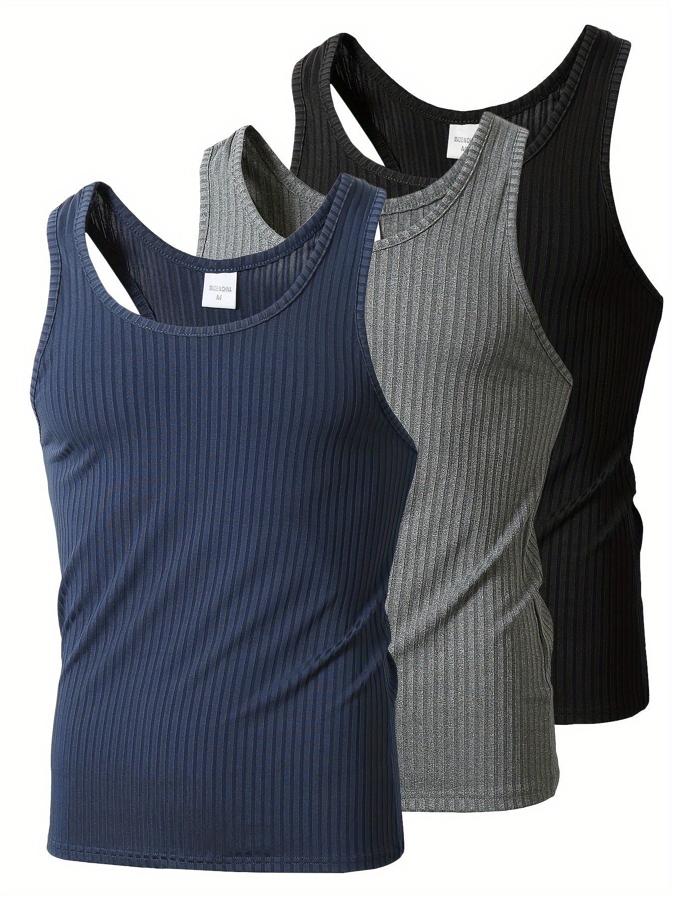 Herren Sport-Ripp-Tanktop 3er-Pack – Bequeme ärmellose Fitness-Oberteile für Training & Freizeit