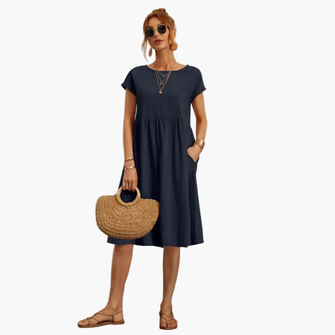 Damen Sommerkleid mit kurzen Ärmeln – Elegantes Freizeitkleid für Alltag & Urlaub