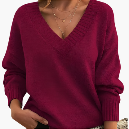 Damen Pullover mit V-Ausschnitt – Eleganter Strickpullover für Alltag & Büro