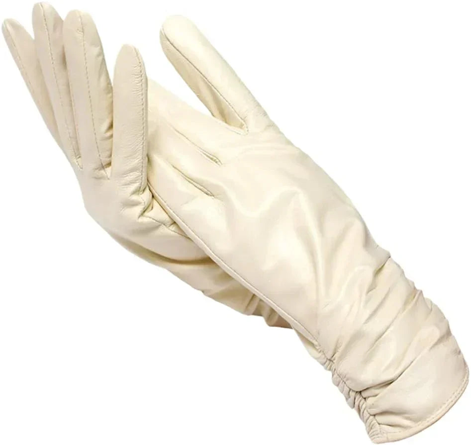 Damen Handschuhe aus weichem Material mit gerafftem Bund – Auswahl an Farben