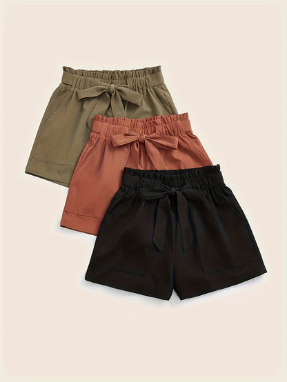 Damen Shorts mit Schleife – Sommerliche Freizeitshorts im 3er-Pack, ideal für den Strand