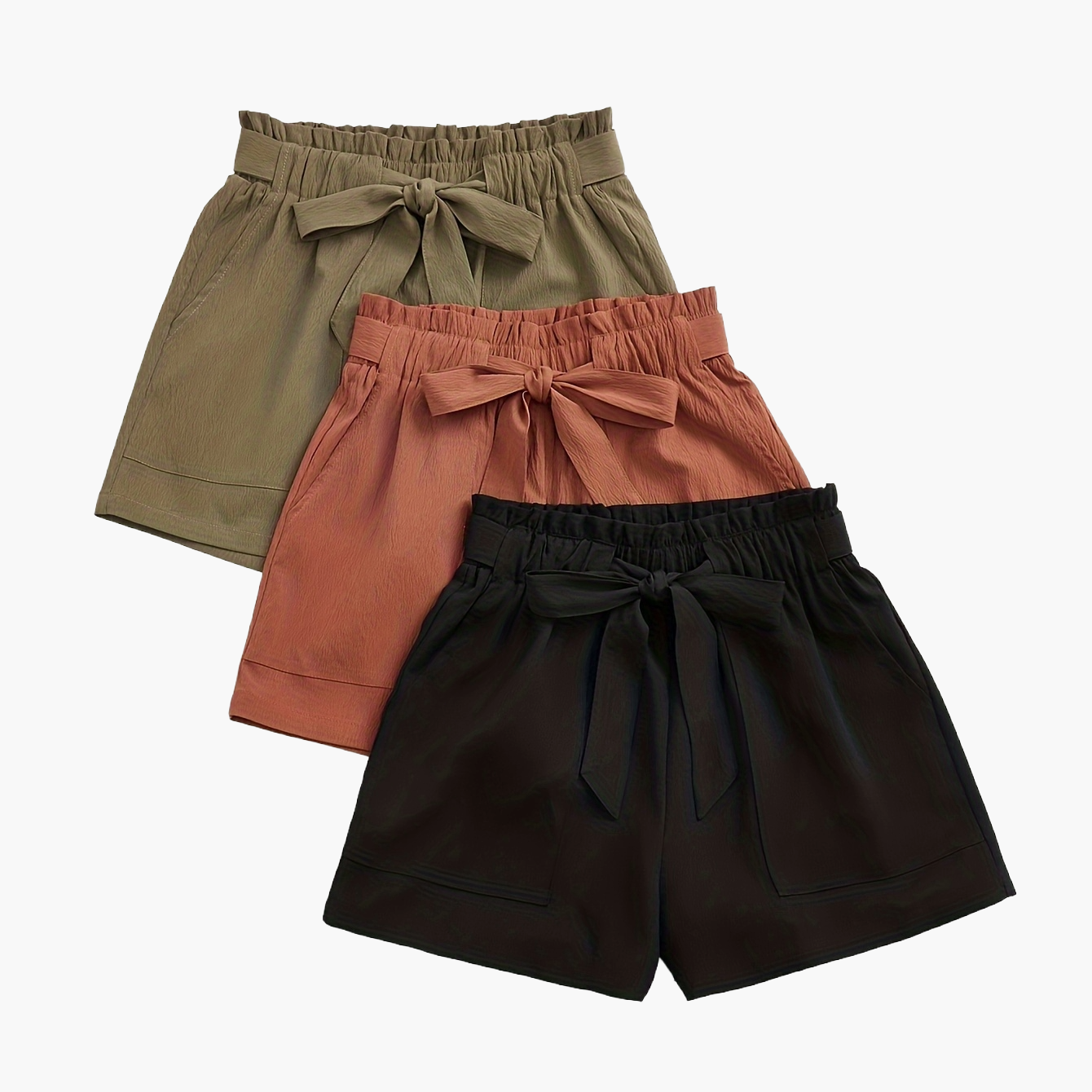 Damen Shorts mit Schleife – Sommerliche Freizeitshorts im 3er-Pack, ideal für den Strand