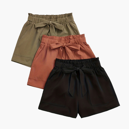 Damen Shorts mit Schleife – Sommerliche Freizeitshorts im 3er-Pack, ideal für den Strand