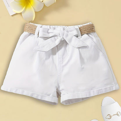 Damen High-Waist Paperbag Shorts mit Schleife und Flechtgürtel – Eleganter Sommerstil