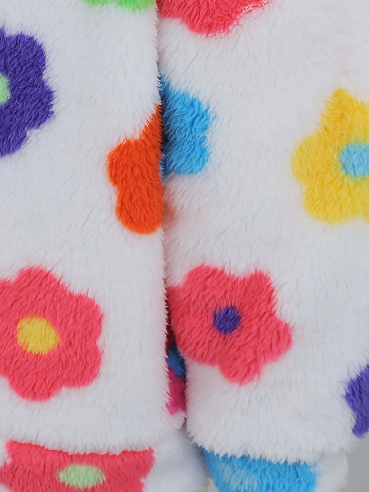 Teddyfleece Kapuzenjacke mit Reißverschluss Blumenmuster