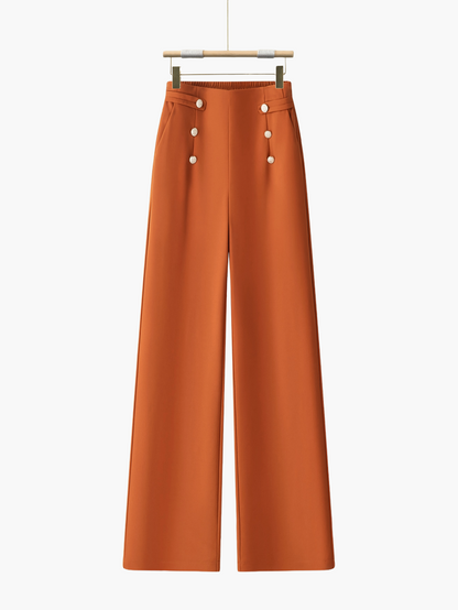 Damen Weite Hose mit Knopfdetails – Eleganter Freizeit-Look für Büro & Alltag