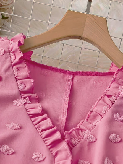 Damen Bluse Elegant mit Volants und Rüschenärmeln – Perfekt für Freizeit & Büro