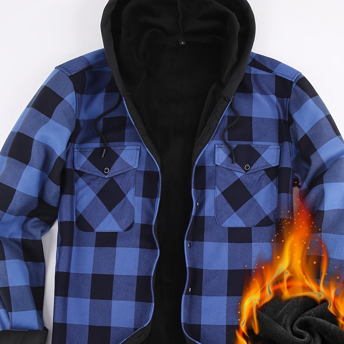 Herren Thermo-Kapuzenhemd Kariert – Warmes Freizeit Flanell Overshirt mit Futter