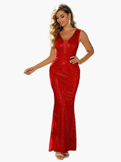 Damen Abendkleid Elegant Bodycon mit Pailletten und V-Ausschnitt – Perfekt für festliche Anlässe