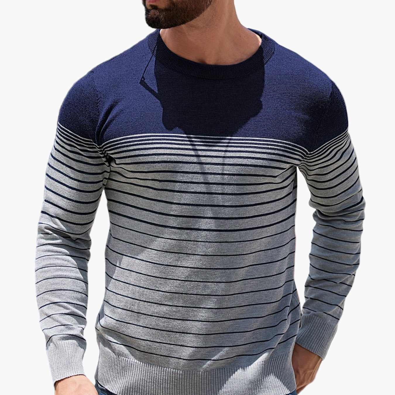 Herren Strickpullover mit Streifenmuster – Modischer Freizeit-Look für Alltag und Büro