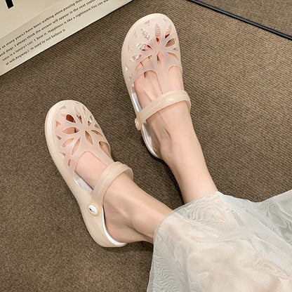 Damen Freizeit-Sandalen mit Cut-Out-Design und verstellbarem Riemen – Bequeme Sommerschuhe für Alltag & Urlaub
