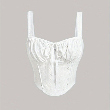 Damen Bustier Top im Boho-Stil mit Zierschnürung – Feminines Sommer-Corsagentop
