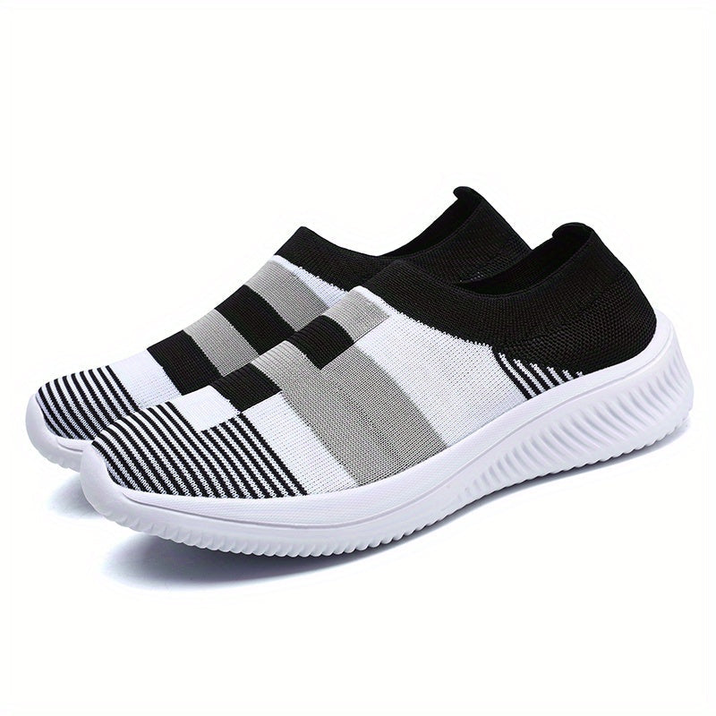 Damen Slip-On Sneaker – Bequeme Freizeitschuhe mit modernem Muster für Alltag und Spaziergänge