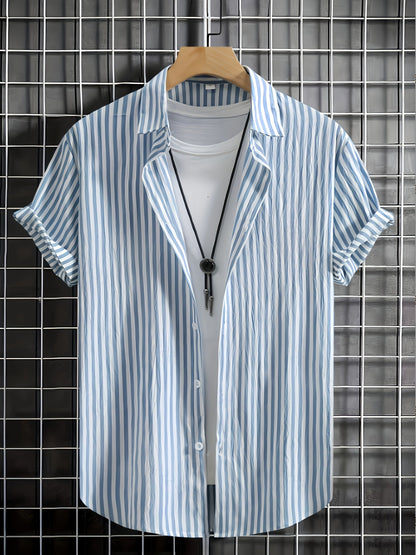 Herren Kurzarm Streifenhemd – Lockeres Sommer Freizeitshirt mit Modernem Look