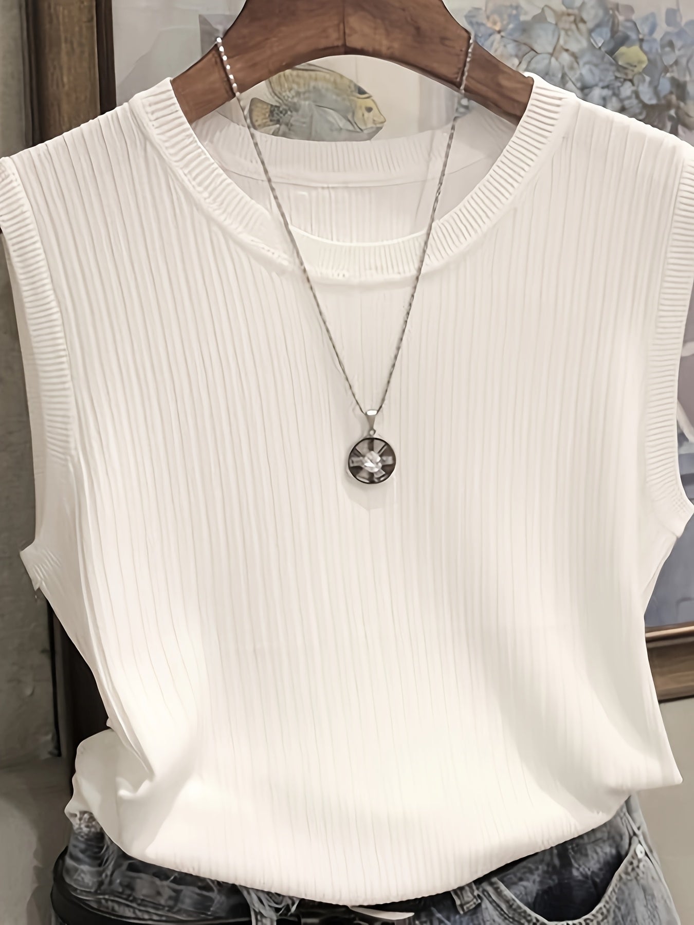 Damen Ärmelloses Stricktop mit Rippstruktur – Elegantes Basic für Büro und Freizeit