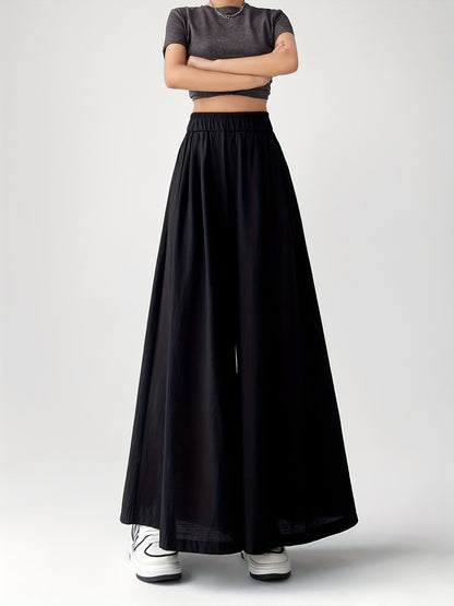 Damen Weitbein Culottes Hose Streetwear High Waist Modisch Freizeit