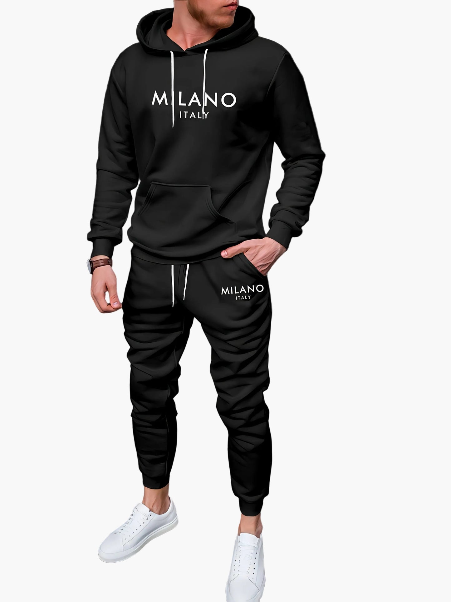 Herren Milano Italy Freizeit Jogginganzug Set – Hoodie & Jogginghose im modernen Streetwear Look