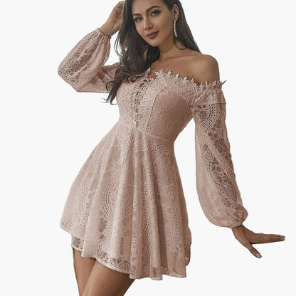 Damen Off-Shoulder Spitzenkleid Elegant für besondere Anlässe