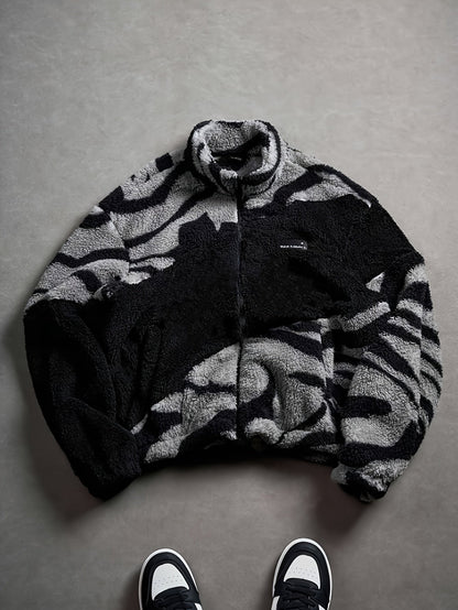Fleecejacke Unisex mit Stehkragen und Reißverschluss, Tiermuster, mehrere Farben