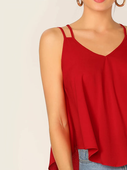 Damen Spaghettiträger Top mit lockerem Schnitt und modernem Design