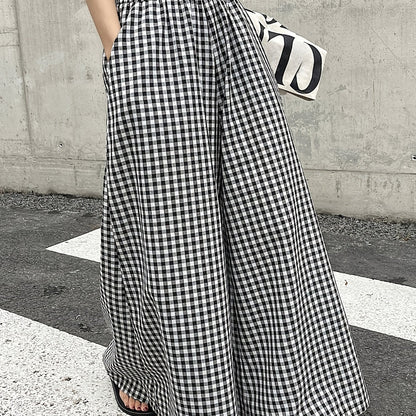 Damen Weitgeschnittene Karohose mit Hoher Taille – Stilvolle Freizeithose für Alltag und besondere Anlässe
