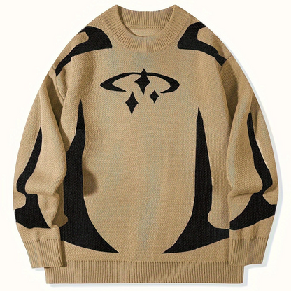 Unisex Strickpullover Rundhalsausschnitt Langarm mit Muster