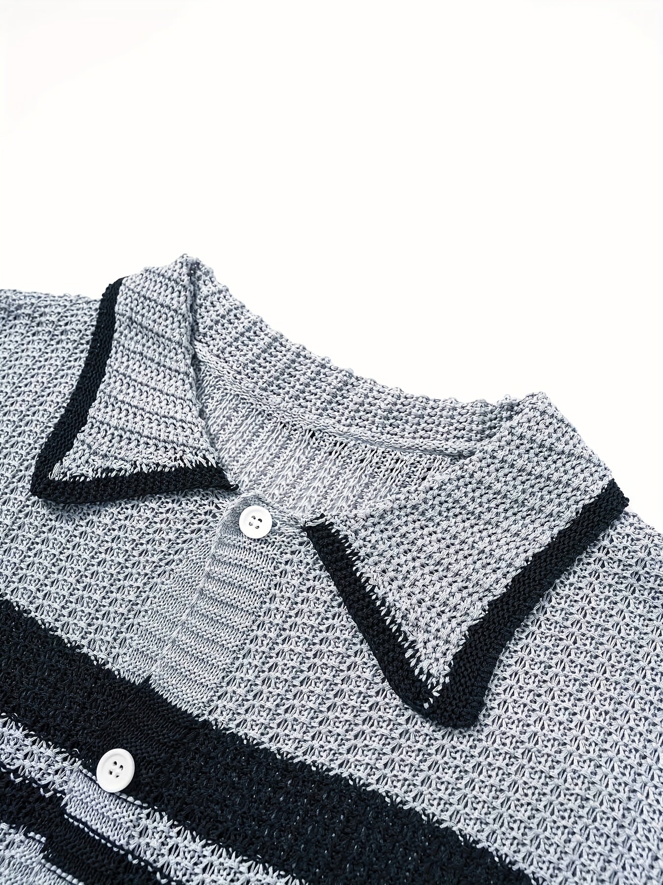 Herren Offene Strick-Poloshirt im Retro-Stil – Lässige Eleganz für Freizeit und Urlaub
