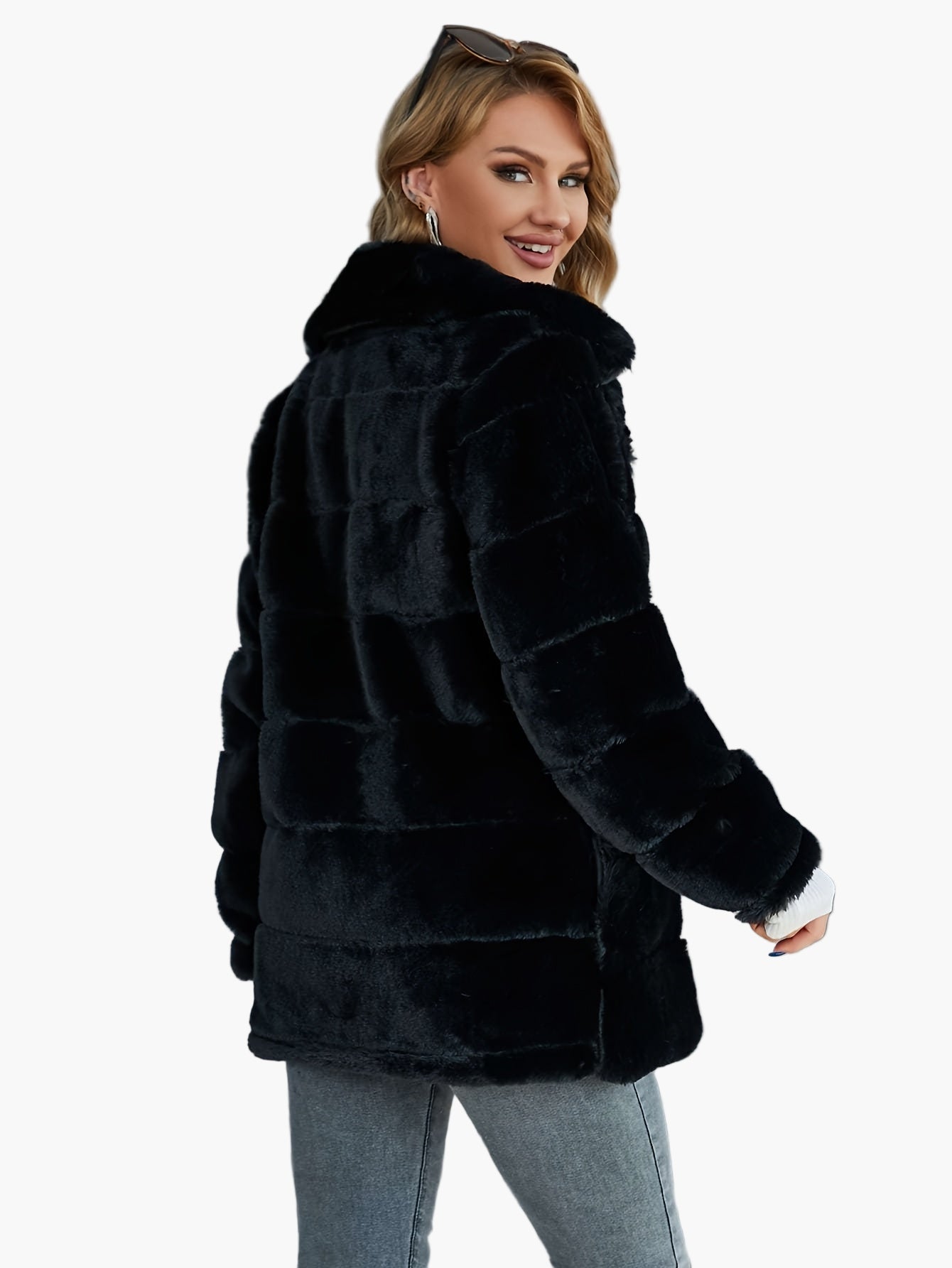 Damen Luxus Fellimitat-Jacke im modernen Streetstyle für Herbst und Winter