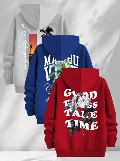 Hoodie Set mit Grafikdruck, Kapuzenpullover im 3er-Pack